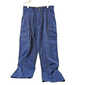 TRU-SPEC Men's Blue Canvas Cargo Pants Straight Leg Flat Front Pockets 32x29